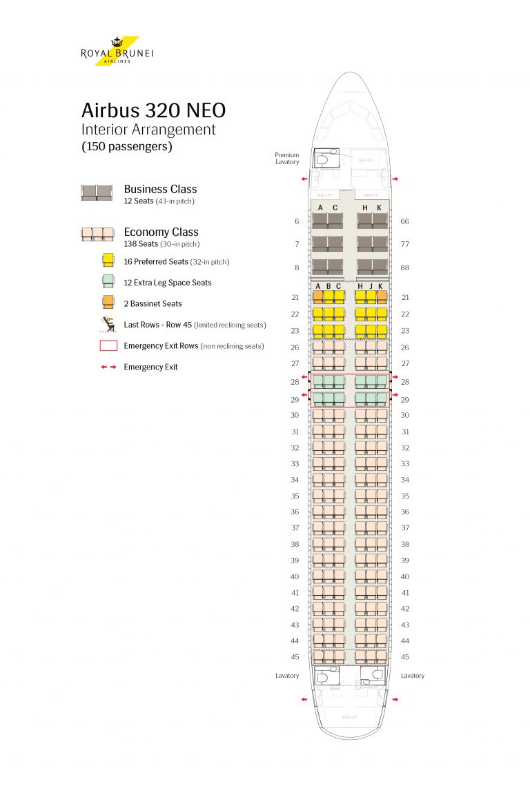 Caribbean Airlines Seat Map Seat Map | Royal Brunei Airlines