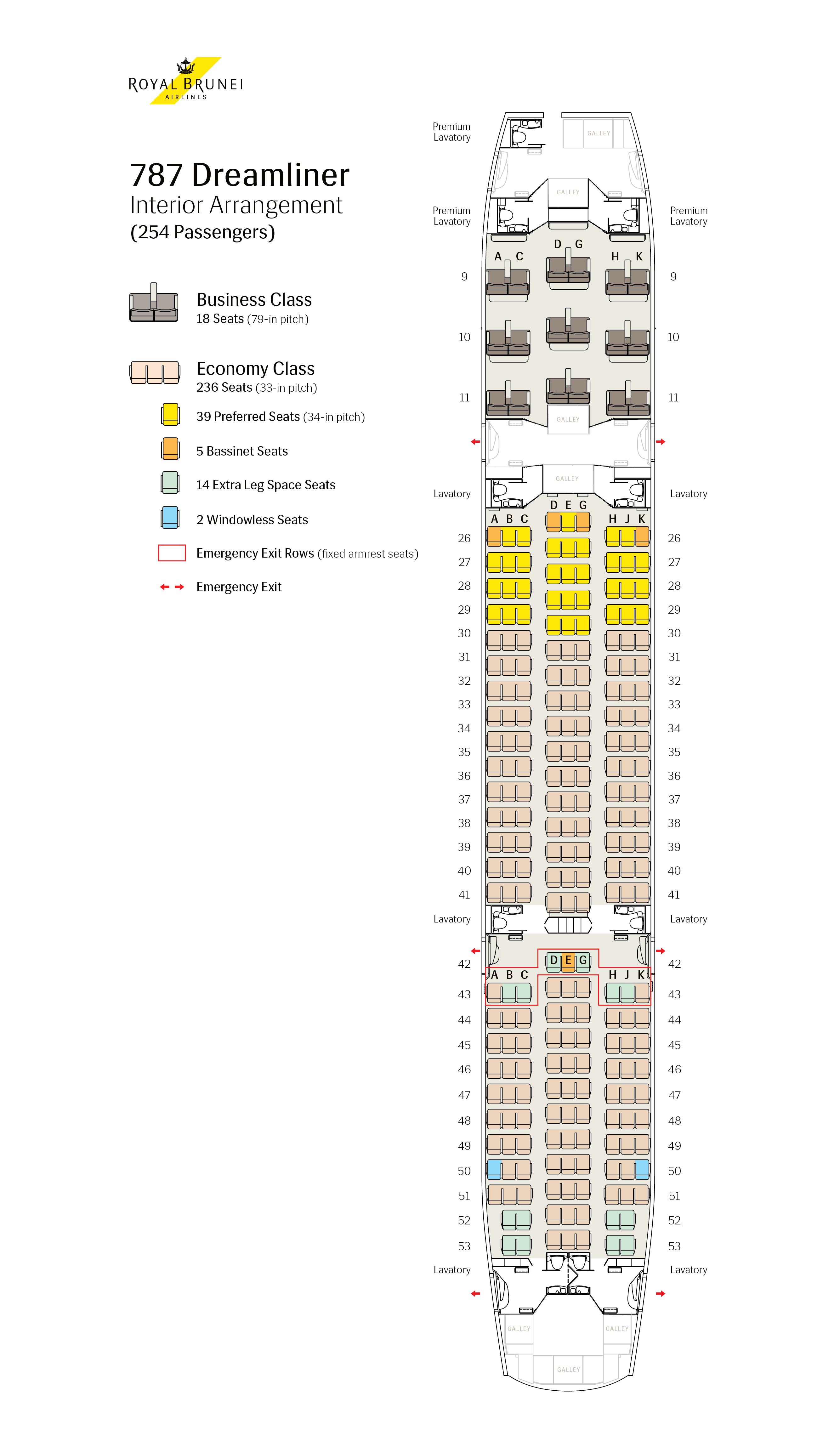 Seat Map Royal Brunei Airlines